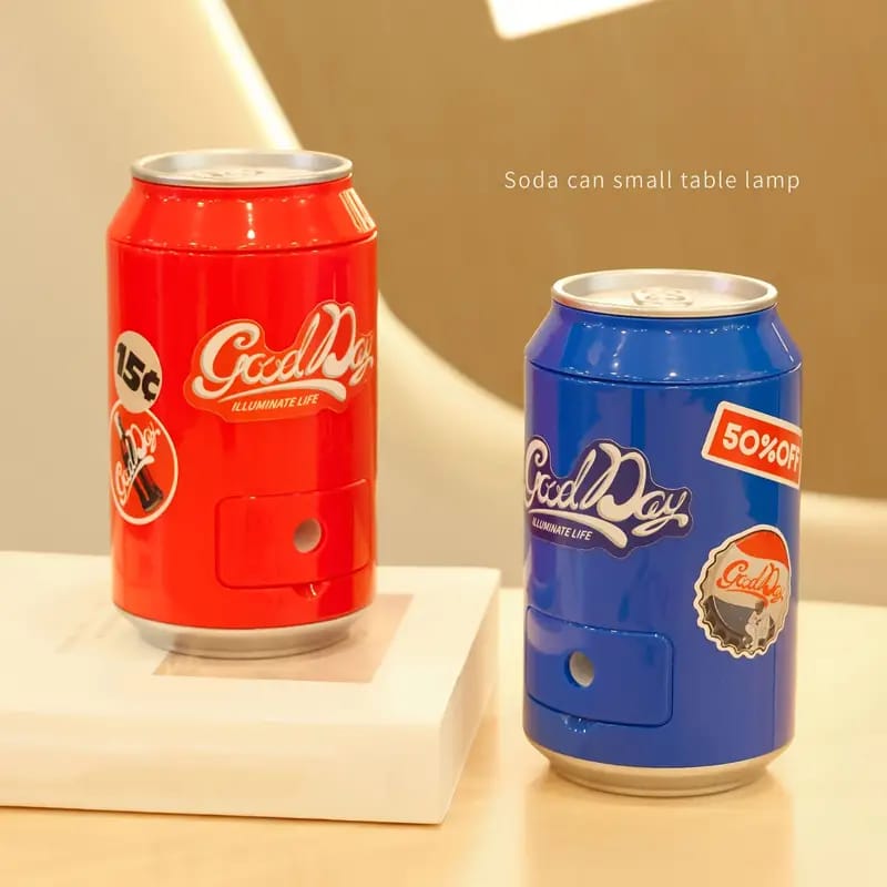 Soda Can Shape LED Desk Lamp with Built-In Sharpener for Kids