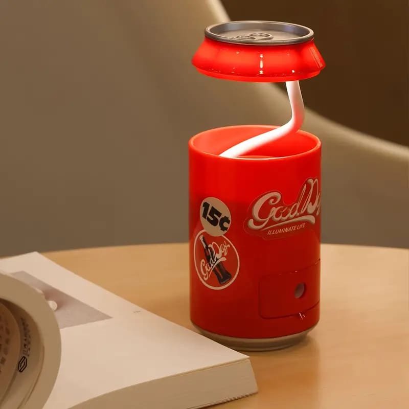 Soda Can Shape LED Desk Lamp with Built-In Sharpener for Kids