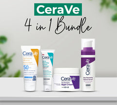 CeraVe 4-in-1 Glow Kit (Skincare Kit Night Cream, Sunblock, Cleanser & Serum for Radiant Skin)