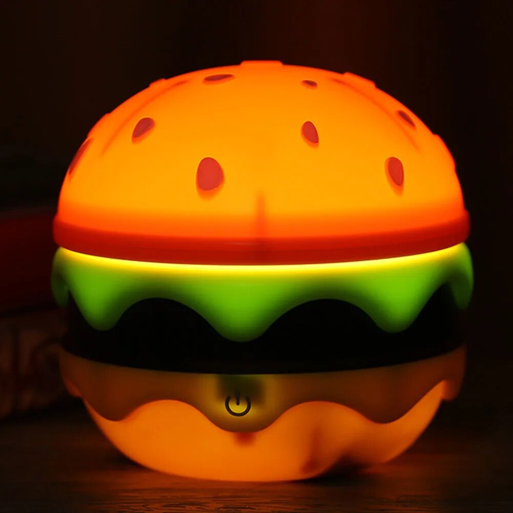 Burger Delight: Folding LED Night Lamp for Kids