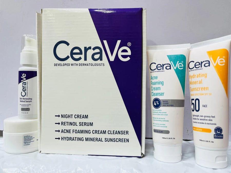 CeraVe 4-in-1 Glow Kit (Skincare Kit Night Cream, Sunblock, Cleanser & Serum for Radiant Skin)